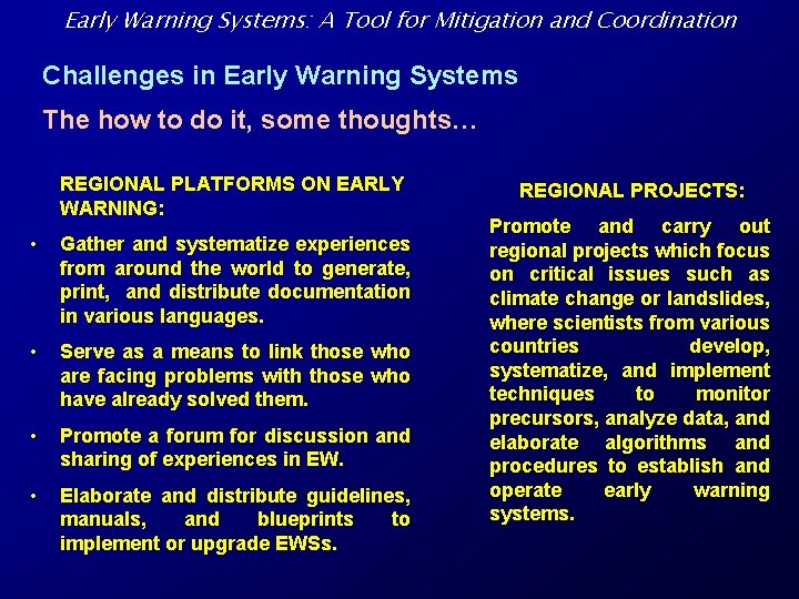 Early Warning Systems: A Tool for Mitigation and Coordination Challenges in Early Warning Systems