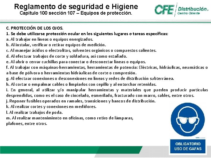Reglamento de seguridad e Higiene Capitulo 100 SECCIN