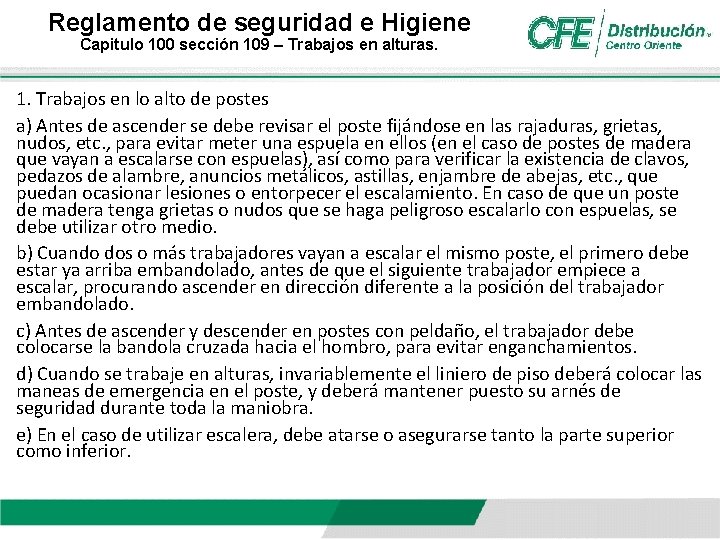 Reglamento de seguridad e Higiene Capitulo 100 SECCIN