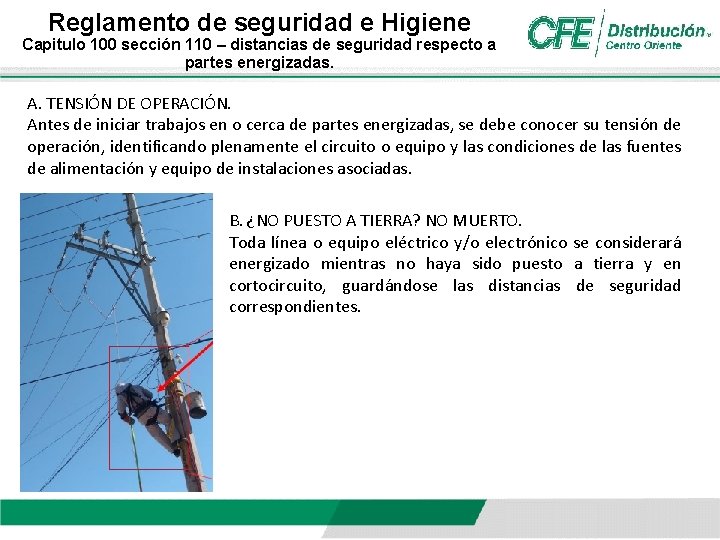 Reglamento de seguridad e Higiene Capitulo 100 sección 110 – distancias de seguridad respecto Reglamento de seguridad e Higiene Capitulo 100 sección 110 – distancias de seguridad respecto