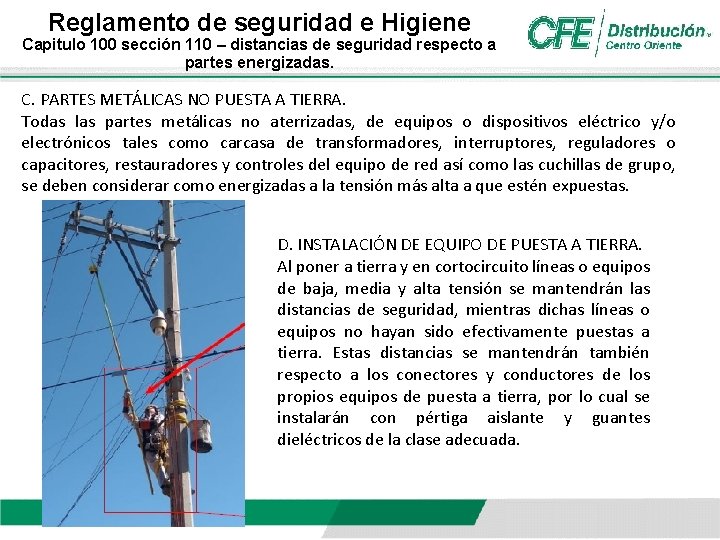 Reglamento de seguridad e Higiene Capitulo 100 sección 110 – distancias de seguridad respecto Reglamento de seguridad e Higiene Capitulo 100 sección 110 – distancias de seguridad respecto