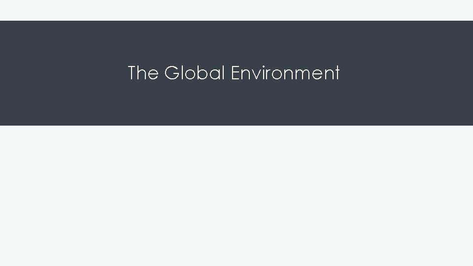 The Global Environment 