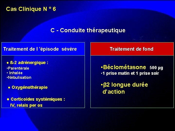 Cas Clinique N ° 6 C - Conduite thérapeutique Traitement de l ’épisode sévère