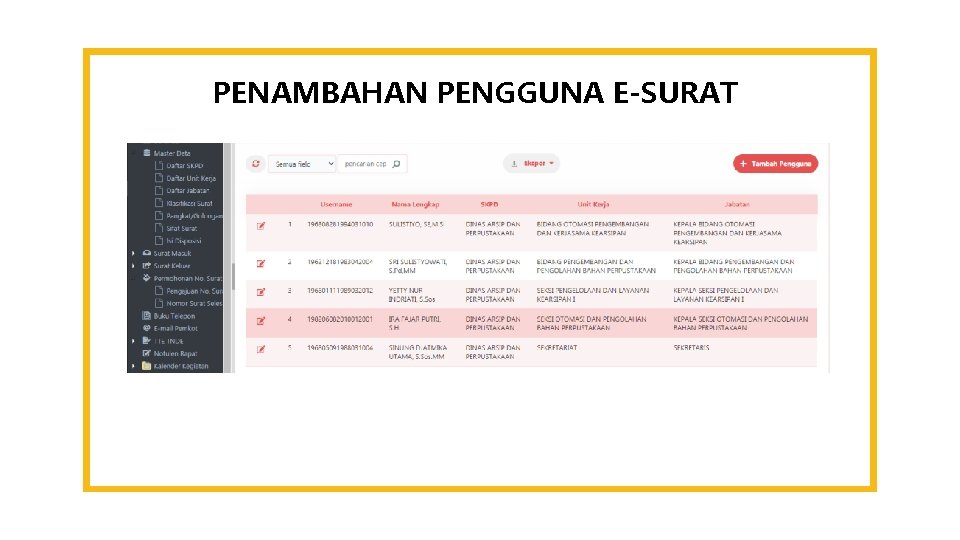 PENAMBAHAN PENGGUNA E-SURAT 