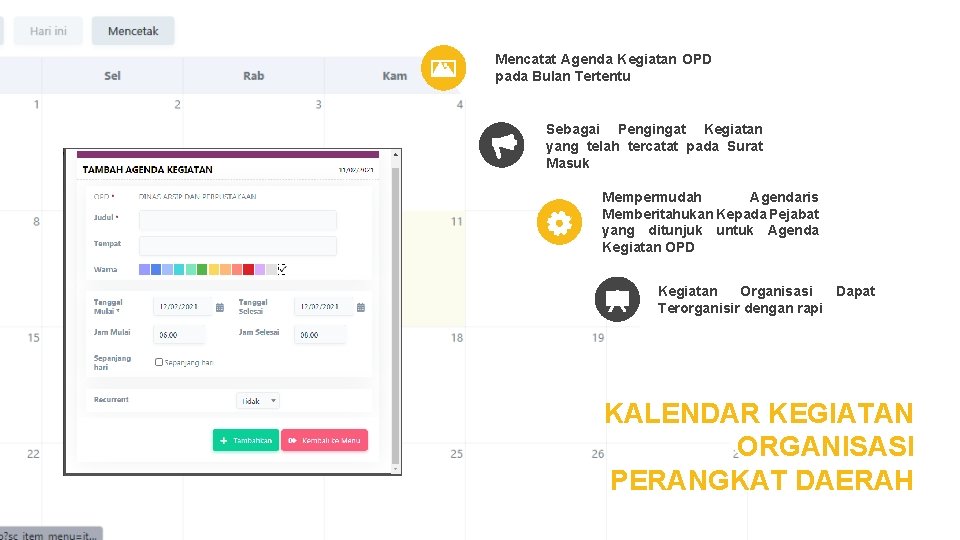 Mencatat Agenda Kegiatan OPD pada Bulan Tertentu Sebagai Pengingat Kegiatan yang telah tercatat pada