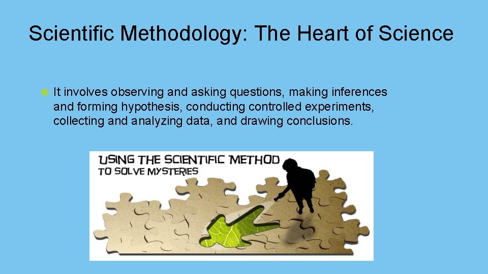Scientific Methodology: The Heart of Science It involves observing and asking questions, making inferences
