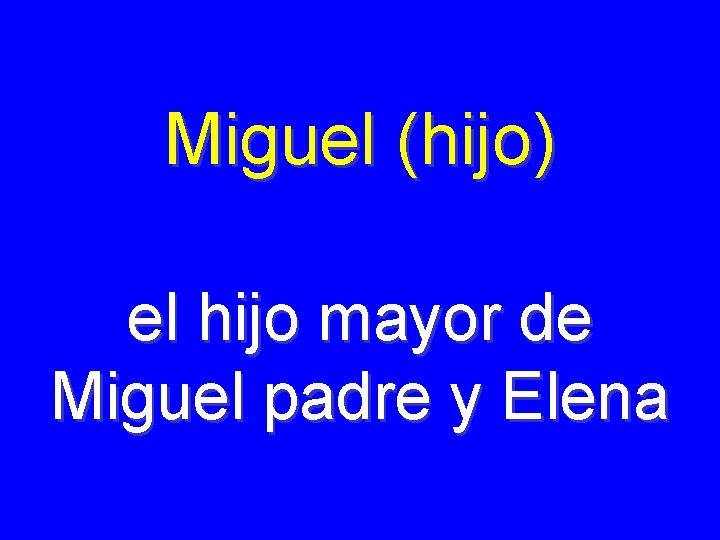 Miguel (hijo) el hijo mayor de Miguel padre y Elena 