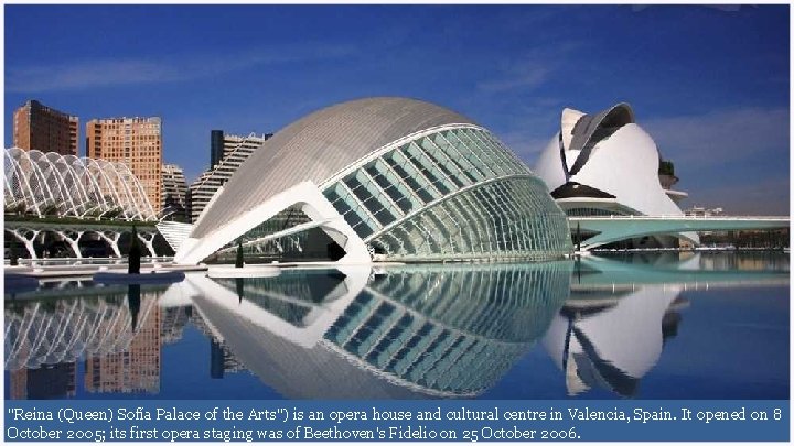 "Reina (Queen) Sofía Palace of the Arts") is an opera house and cultural centre