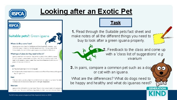 Looking after an Exotic Pet Task 1. Read through the Suitable pets fact sheet