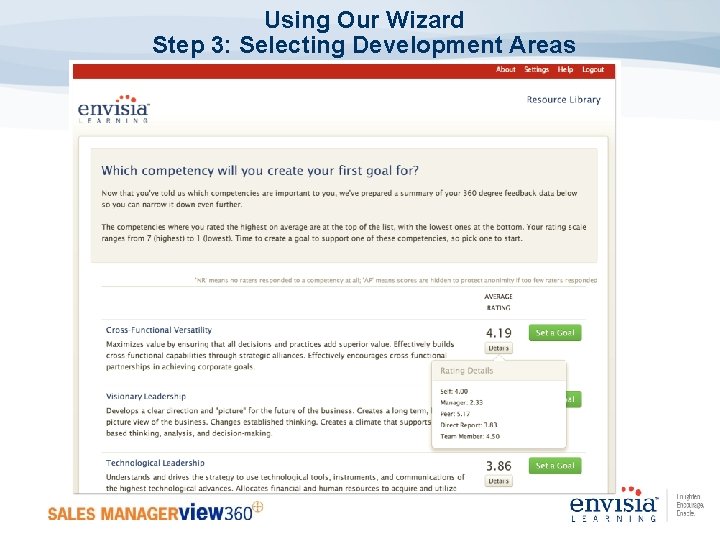 Using Our Wizard Step 3: Selecting Development Areas 