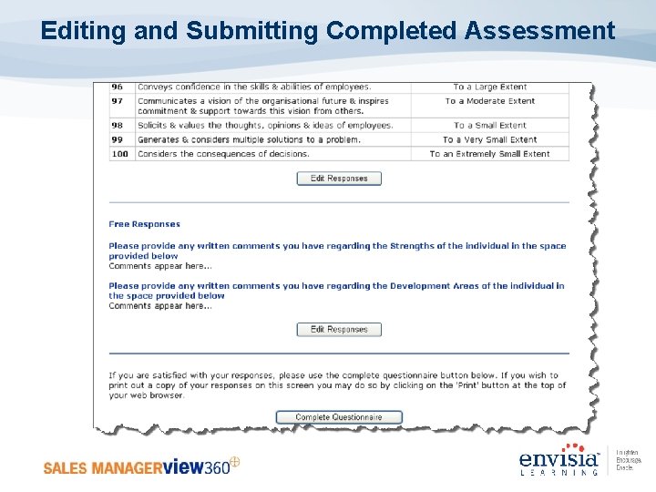 Editing and Submitting Completed Assessment 