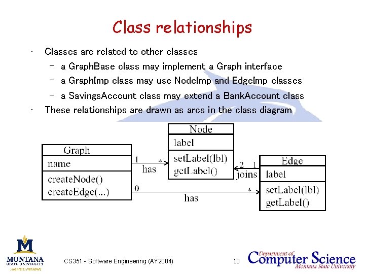 Class relationships • • Classes are related to other classes – a Graph. Base