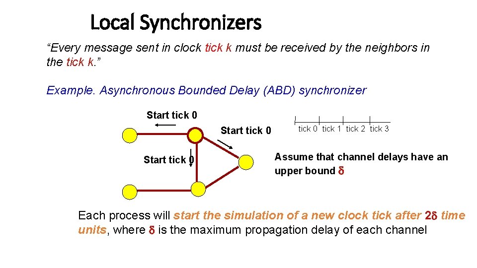Local Synchronizers “Every message sent in clock tick k must be received by the