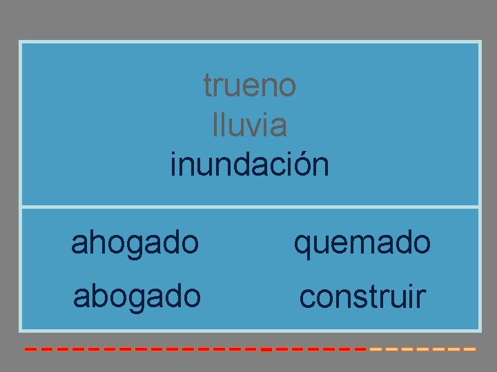 trueno lluvia inundación ahogado quemado abogado construir 