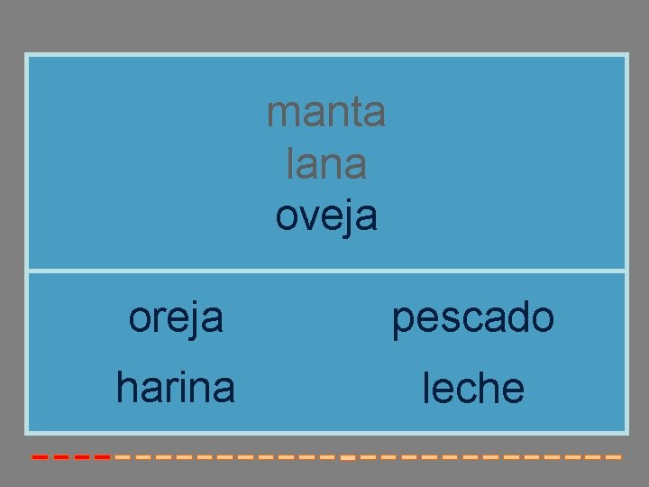 manta lana oveja oreja pescado harina leche 