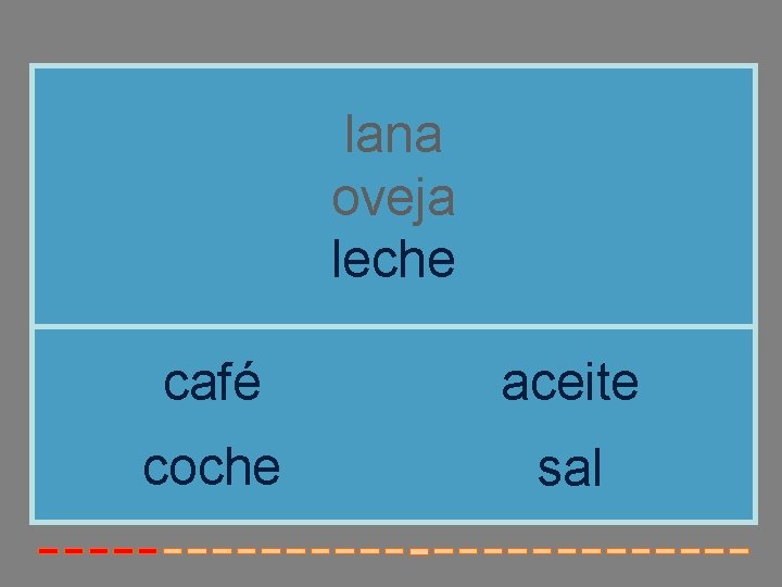 lana oveja leche café aceite coche sal 