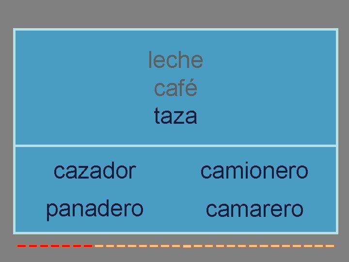 leche café taza cazador camionero panadero camarero 