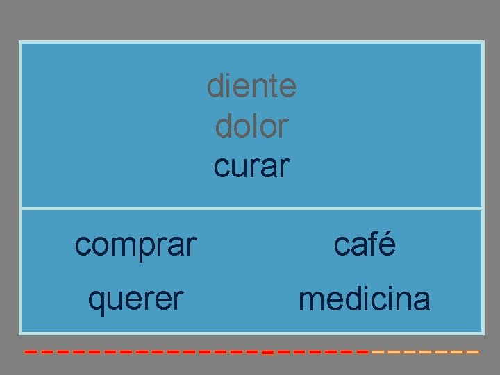 diente dolor curar comprar café querer medicina 