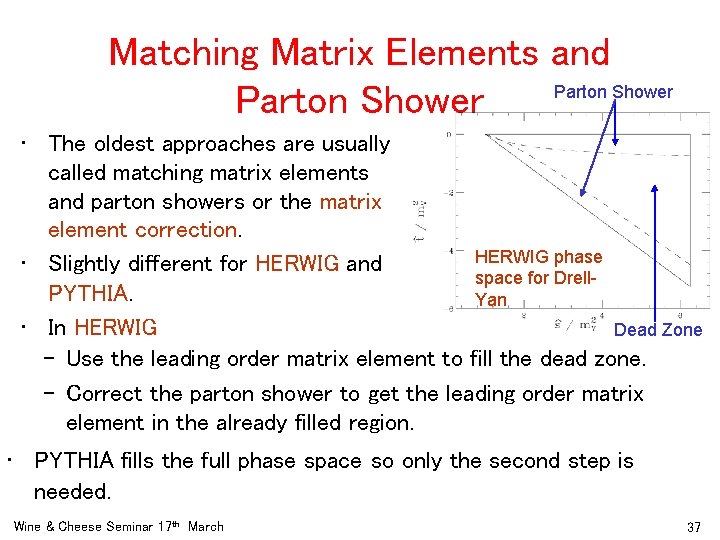 Matching Matrix Elements and Parton Shower • The oldest approaches are usually called matching