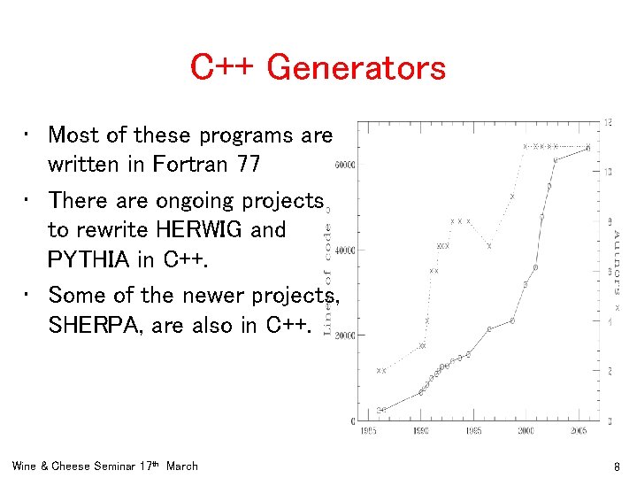 C++ Generators • Most of these programs are written in Fortran 77 • There