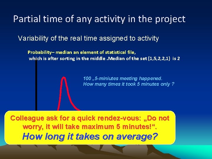 Partial time of any activity in the project Variability of the real time assigned