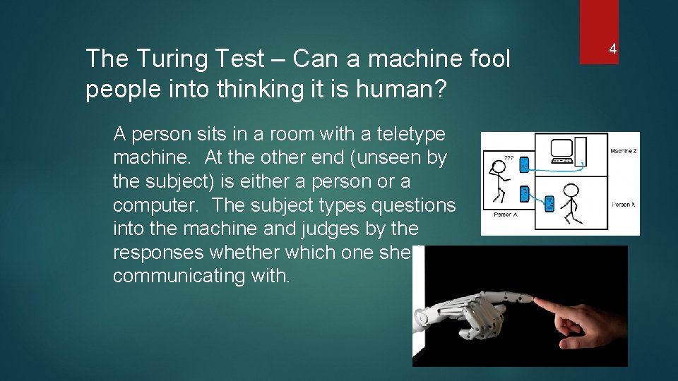 The Turing Test – Can a machine fool people into thinking it is human?