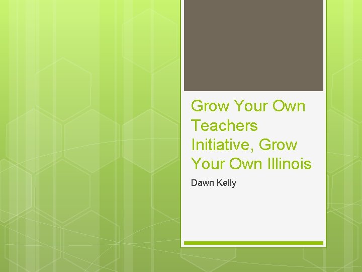 Grow Your Own Teachers Initiative, Grow Your Own Illinois Dawn Kelly 