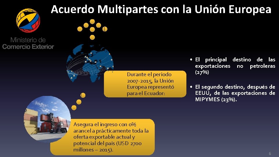 Acuerdo Multipartes con la Unión Europea Durante el periodo 2007 -2015, la Unión Europea