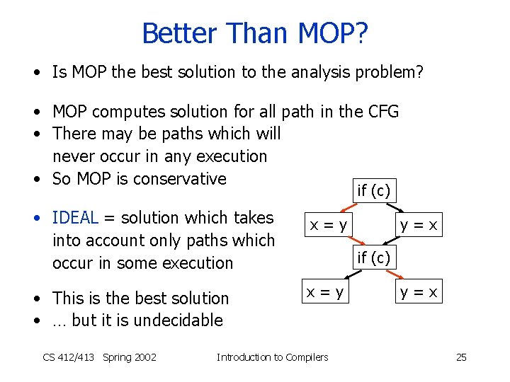 Better Than MOP? • Is MOP the best solution to the analysis problem? •