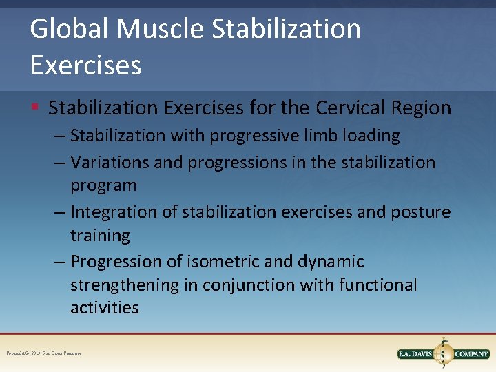 Global Muscle Stabilization Exercises § Stabilization Exercises for the Cervical Region – Stabilization with