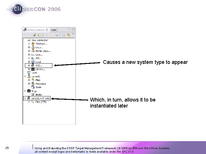 Causes a new system type to appear Which, in turn, allows it to be Causes a new system type to appear Which, in turn, allows it to be
