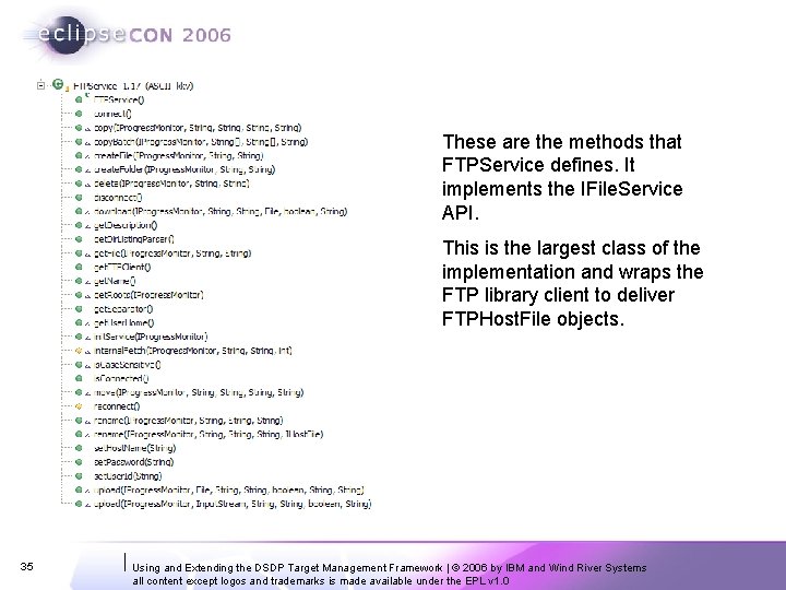 These are the methods that FTPService defines. It implements the IFile. Service API. This These are the methods that FTPService defines. It implements the IFile. Service API. This
