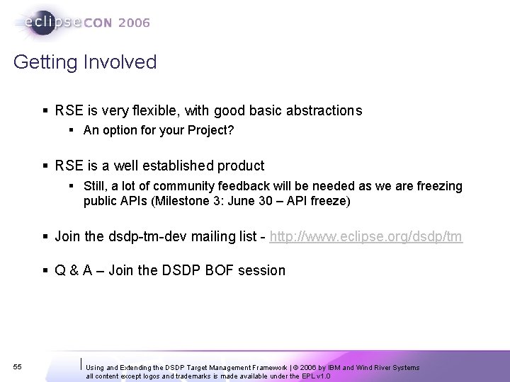 Getting Involved § RSE is very flexible, with good basic abstractions § An option Getting Involved § RSE is very flexible, with good basic abstractions § An option