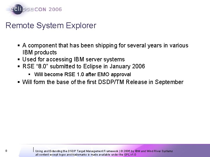 Remote System Explorer § A component that has been shipping for several years in Remote System Explorer § A component that has been shipping for several years in