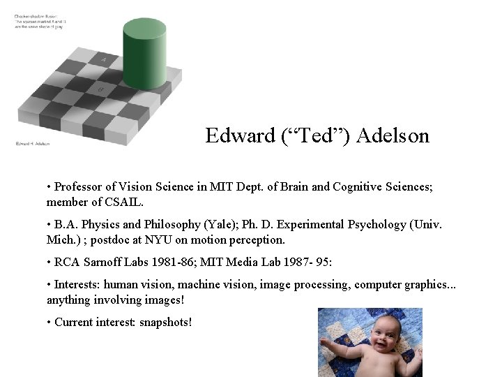Edward (“Ted”) Adelson • Professor of Vision Science in MIT Dept. of Brain and
