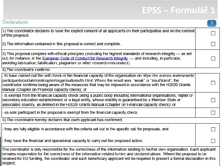 EPSS – Formulář 1 