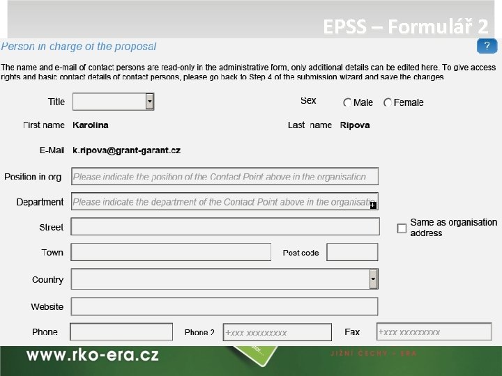 EPSS – Formulář 2 