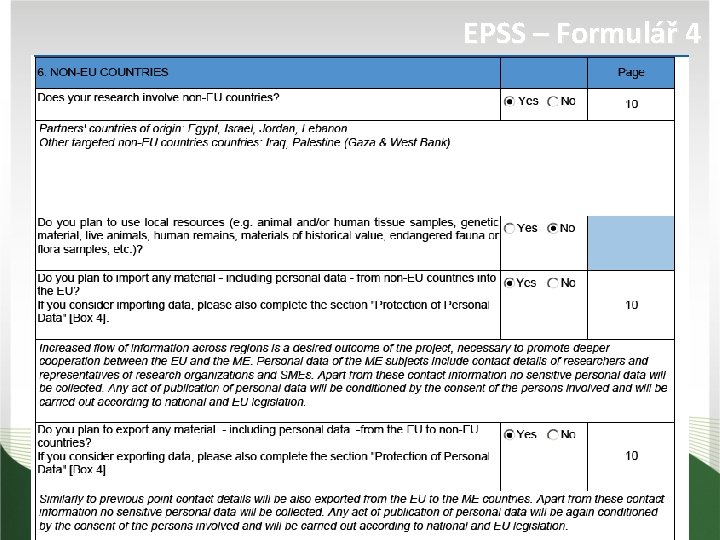 EPSS – Formulář 4 