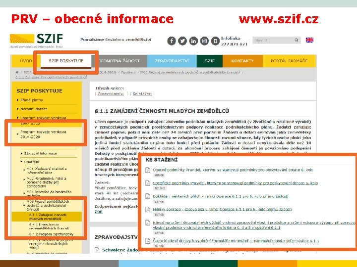 PRV – obecné informace www. szif. cz 