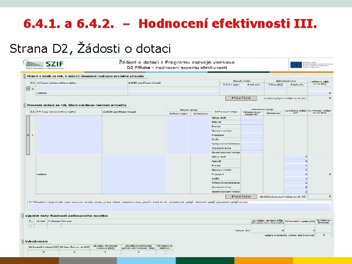 6. 4. 1. a 6. 4. 2. – Hodnocení efektivnosti III. Strana D 2,