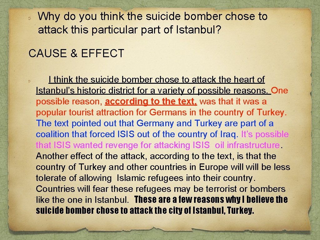 Why do you think the suicide bomber chose to attack this particular part of