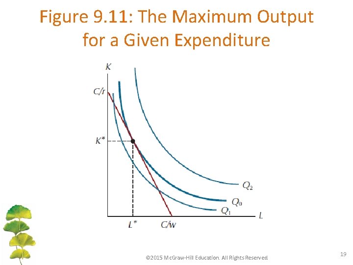 Figure 9. 11: The Maximum Output for a Given Expenditure © 2015 Mc. Graw-Hill