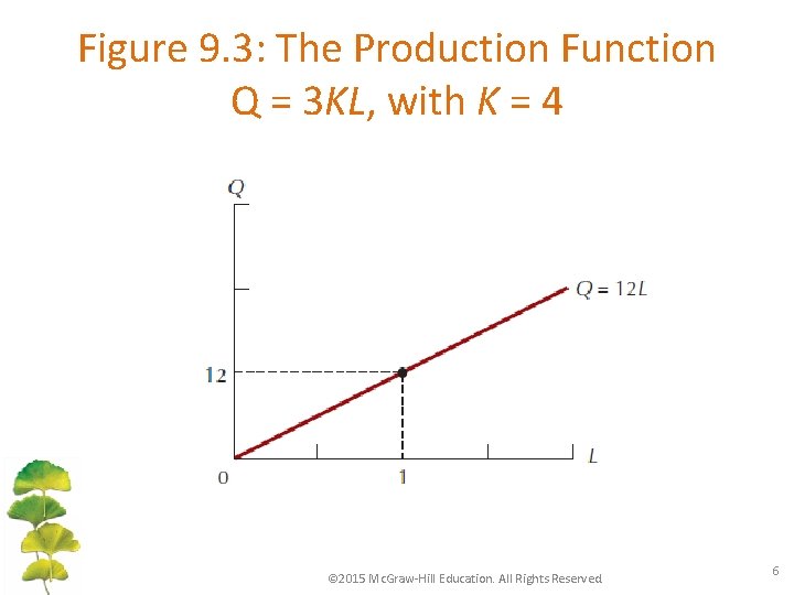 Figure 9. 3: The Production Function Q = 3 KL, with K = 4