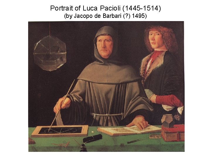 Portrait of Luca Pacioli (1445 -1514) (by Jacopo de Barbari (? ) 1495) 