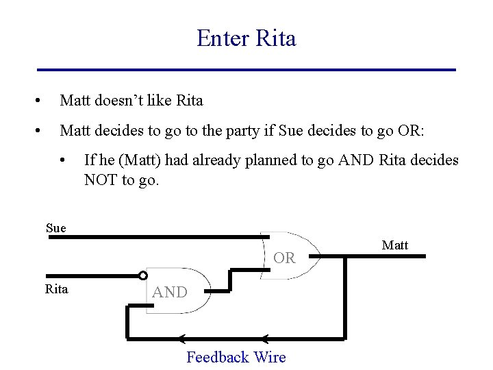 Enter Rita • Matt doesn’t like Rita • Matt decides to go to the