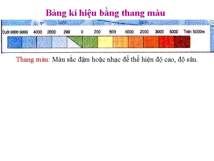 Bảng kí hiệu bằng thang màu Thang màu: Màu sắc đậm hoặc nhạc để