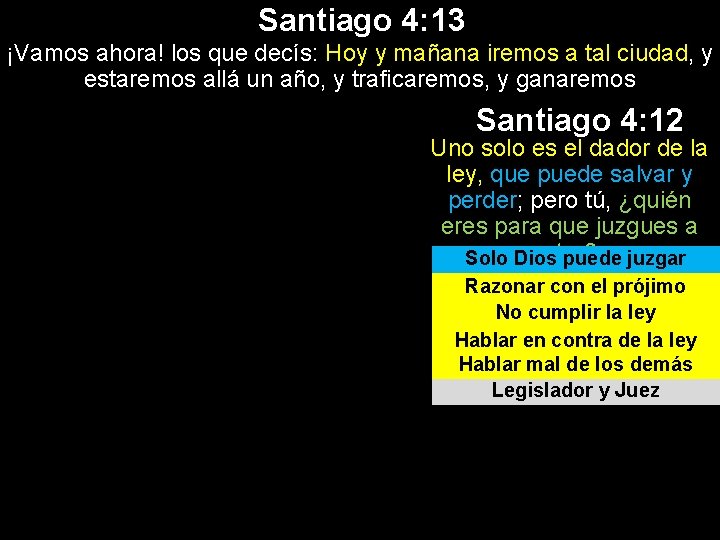 Santiago 4: 13 ¡Vamos ahora! los que decís: Hoy y mañana iremos a tal