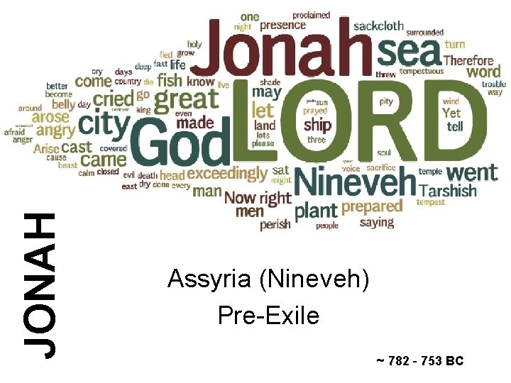 JONAH 32 Jonah Assyria (Nineveh) Pre-Exile ~ 782 - 753 BC 