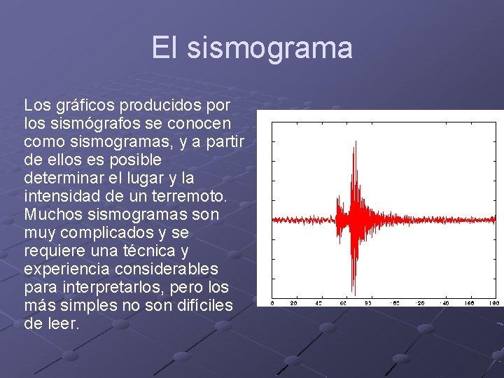 El sismograma Los gráficos producidos por los sismógrafos se conocen como sismogramas, y a