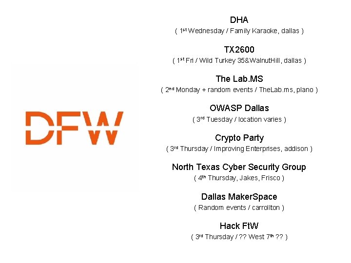 DHA ( 1 st Wednesday / Family Karaoke, dallas ) TX 2600 ( 1